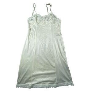 Vintage Lady Cameo White Lace Slip Dress Womens 36 Lady Cameo Satin Nightgown